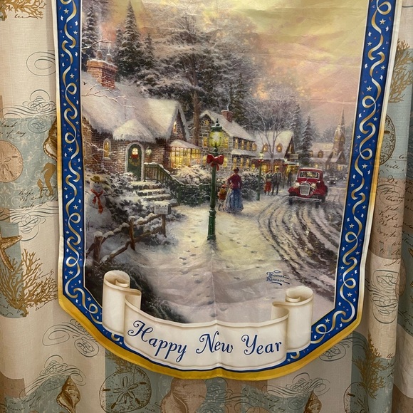 Thomas Kinkade Painter Of Light Happy New Year Flag Outdoor Double Sided Artist - Picture 3 of 10